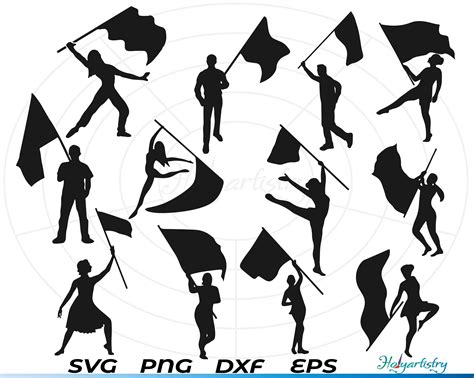 Color Guard Flags Bundle Svg, Color Guard Clipart, Color Guard Marching ...