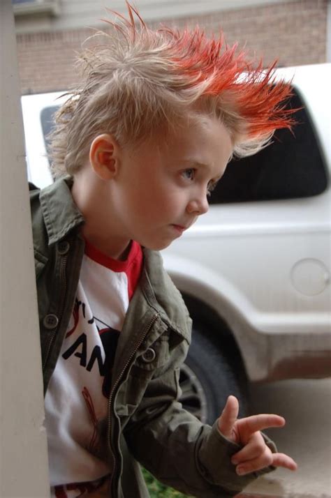 A fun red-tipped mohawk for a great rock-star look! Even at 5, he pulls ...