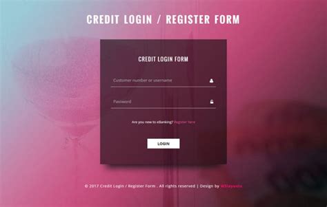 Credit Login and Register Form a Responsive Widget Template