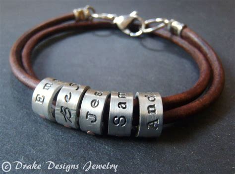 Father's Day custom name leather bracelet with Kids names