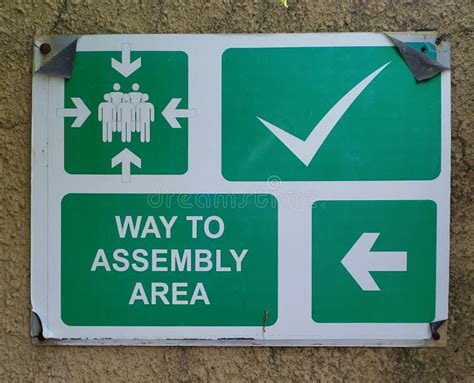 Signage for Way To Assembly Area Stock Photo - Image of arrow, green: 162663048