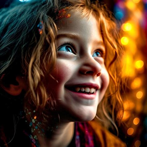 Premium AI Image | Cute little girl with golden hair on a glitter background