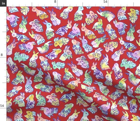 Funny Bunny (Crowded) Fabric | Spoonflower
