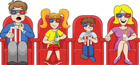 Ilustración de Familia Está Viendo Una Película En El Cine De 3d y más Vectores Libres de ...