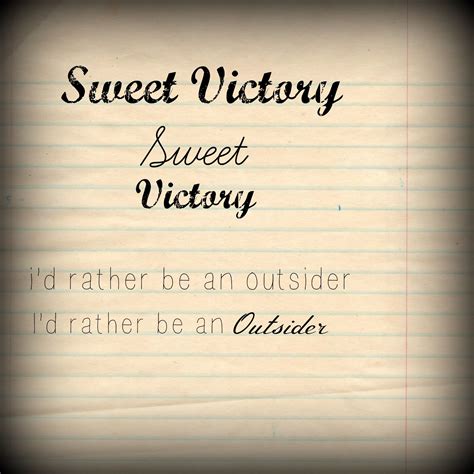 a piece of lined paper with the words sweet victory written in black ...