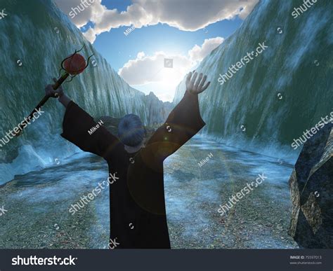 Moses Parting Red Sea Stock Illustration 75597013 - Shutterstock