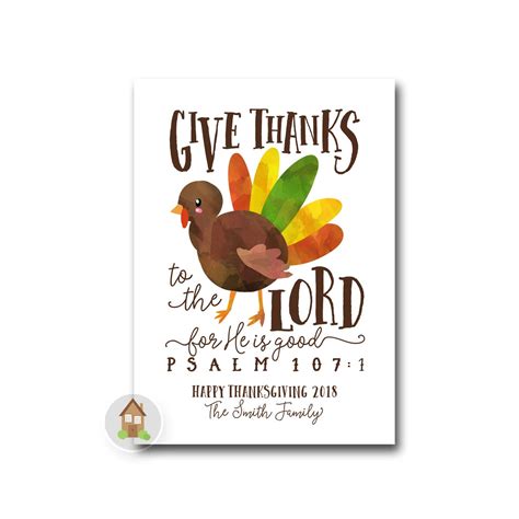 Religious Thanksgiving Card Printable Personalized | Etsy