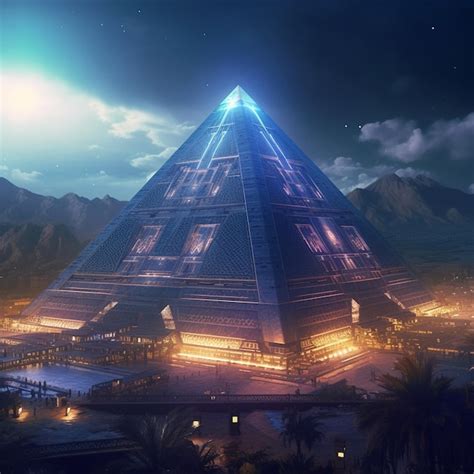 Premium AI Image | Lost ancient super advanced civilization building Giza pyramids with super ...