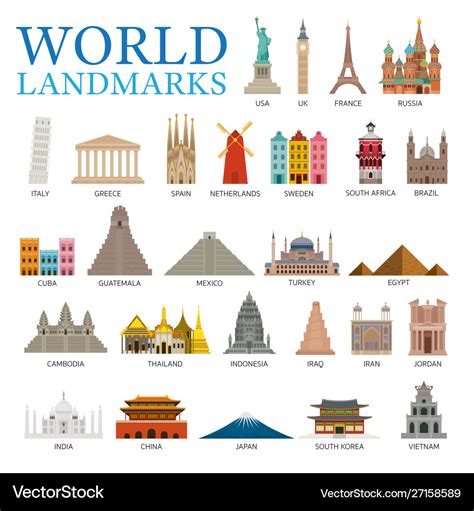 World Countries Landmarks Set Stock Illustration Down - vrogue.co