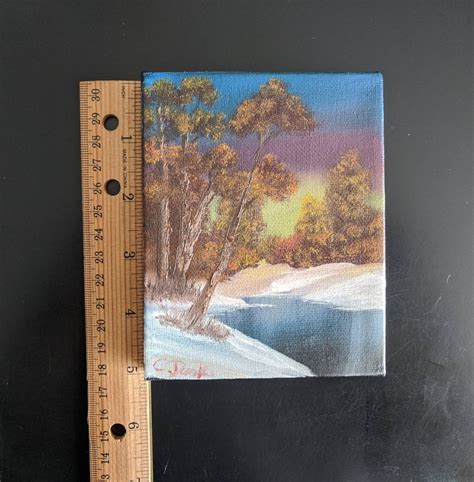 Golden Sunset Bob Ross Mini Painting, Oil Painting, Autumn Painting ...