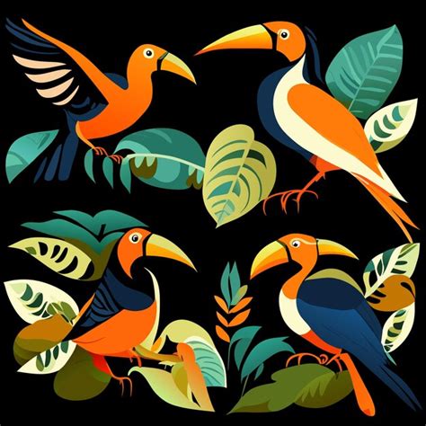 Premium Vector | Vivid amazon forest bird concepts