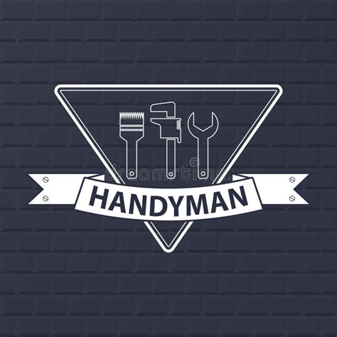 Handyman Logo On Polygonal Background In Orange. Set Of Repair Tools ...