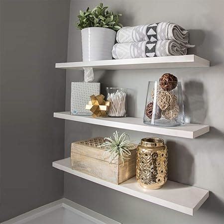 White Wall Mounted Floating Shelf,Set of 3 Wood Home Decoration Display Modern Décor Floating ...