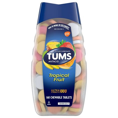 TUMS Ultra Strength 1000 Tropical Fruit Antacid Chewable Tablets 160 Ct - Walmart.com - Walmart.com