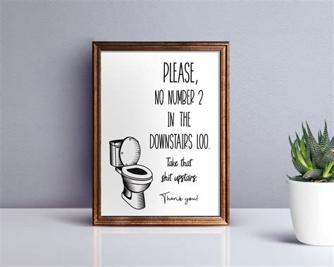 Downstairs Toilet PRINTABLE Poster Funny Restroom Sign DIGITAL DOWNLOAD Toilet Humour Print ...