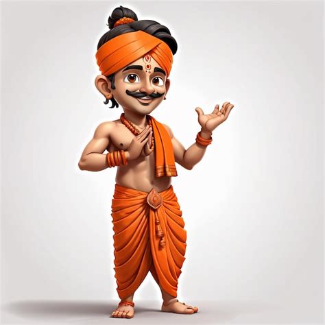 Premium Photo | Hindu pandit 3d character hindu pujari illustration hindu dress dhoti man