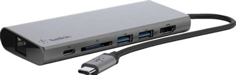 Belkin 4-Port USB Type-C Hub with Gigabit Ethernet Adapter Space Gray ...