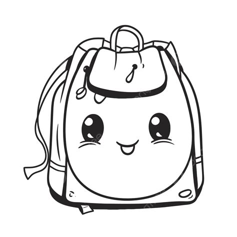 Cute Little Backpack Coloring Page Outline Sketch Drawing Vector, Wing Drawing, Backpack Drawing ...