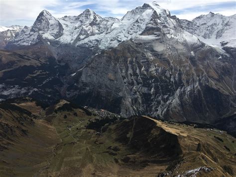 View of Jungfrau summit 4158M from Birg cable car stop 2677M - Bernese ...