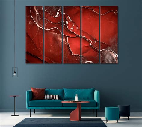 Red Abstract Canvas for Home Wall Art Decor, Colorful Modern Artwork ...