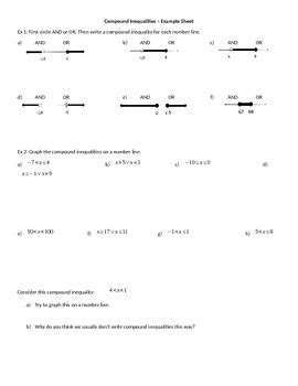 Compound Inequality Example Packet by Whitney Evans Math Teacher