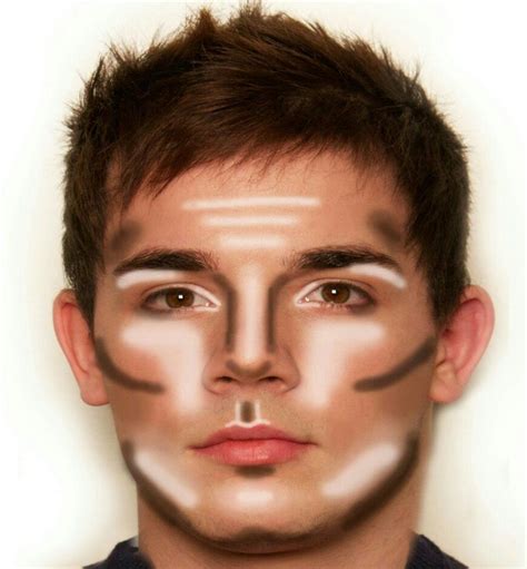 Men's Contouring Face Map | Glamour makeup, Male makeup, Theatre makeup