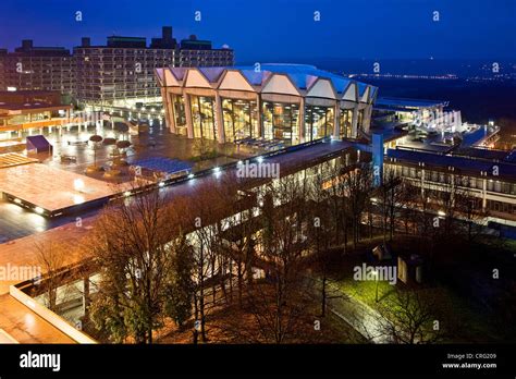 Ruhr University Bochum with Main Lecture Hall, Audimax in twilight ...