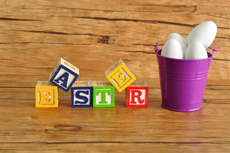 Easter Spelled with Colorful Alphabet Blocks Stock Image - Image of small, gift: 82376565