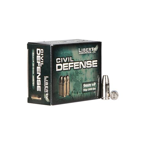 LIBERTY CIVIL DEFENSE 9MM + P JHP AMMO-20RD BOX - Watchdog Tactical