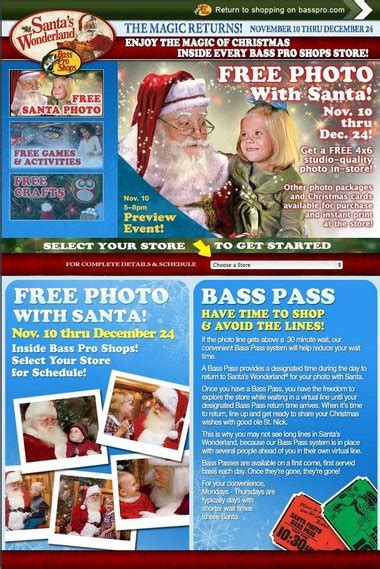 Free Bass Pro Shops Santa's Wonderland starts November 10, Free Santa ...