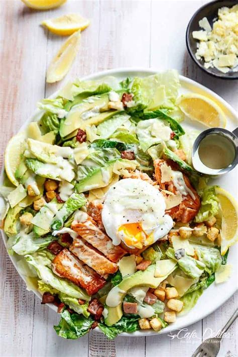 Salmon and Avocado Caesar Salad - Cafe Delites