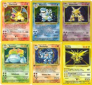 Rare Holo (shiny) base set pokemon cards All 16 Available Out of print ...