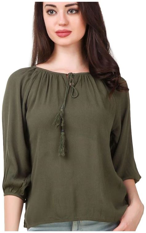 Buy FAIRIANO Women Solid Regular top - Green Online at Low Prices in ...