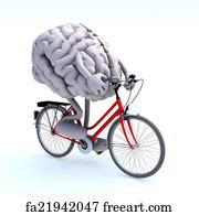 Free art print of Human brain and heart with arms and legs on bicycle on the road | FreeArt ...