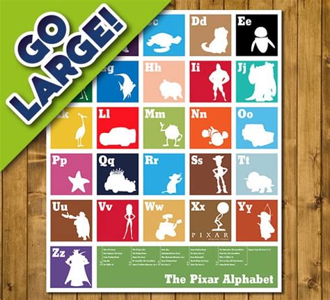 LARGE Pixar Alphabet Poster Various Sizes by headfuzzbygrimboid