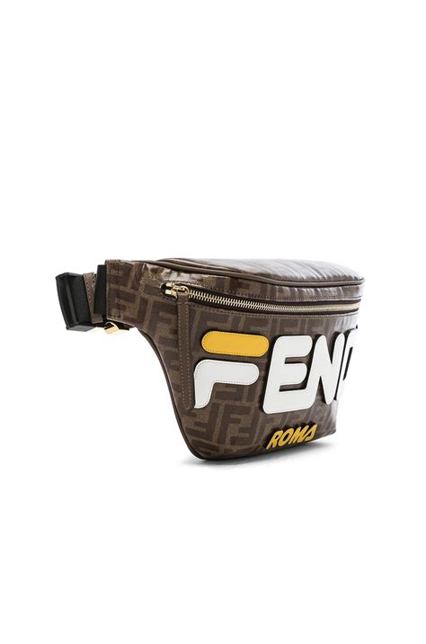 Fendi Fendi Mania Logo Fanny Pack in Brown & White | FWRD