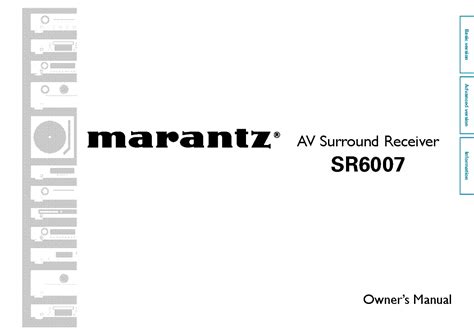 MARANTZ SR6007 RECEIVER USER MANUAL Service Manual download, schematics, eeprom, repair info for ...