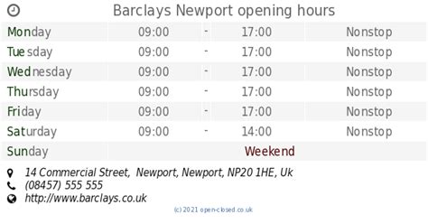 Barclays Newport opening times, 14 Commercial Street, Newport