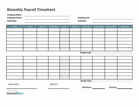 Biweekly Payroll Timesheet in Excel