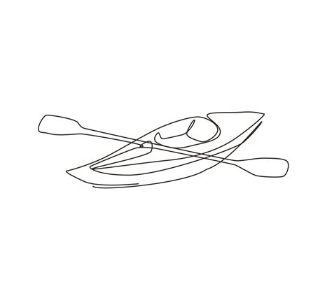 Single continuous line drawing canoe trails and rafting club with ...