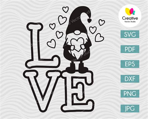 Valentine Gnome svg Gnome svg Cute Gnome with Heart svg I | Etsy