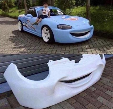 Miata with a Lightning McQueen style bumper, shitty or awesome? You be ...