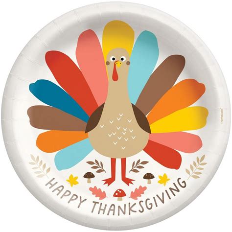 Happy Thanksgiving Turkey Paper Dinner Plates, 10in, 20ct | Party City