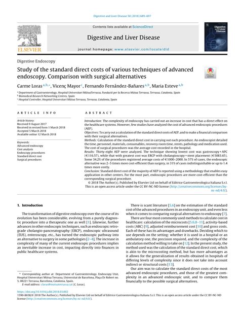 (PDF) Study of the standard direct costs of various techniques of advanced endoscopy. Comparison ...