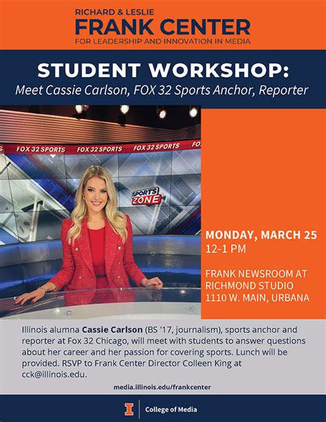 Frank Center Student Workshop: Meet Sports Anchor Cassie Carlson ...