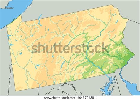 High Detailed Pennsylvania Physical Map Stock Vector (Royalty Free ...