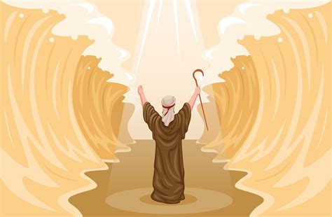 Moses miracle parting red sea. religion scene illustration vector 5107746 Vector Art at Vecteezy