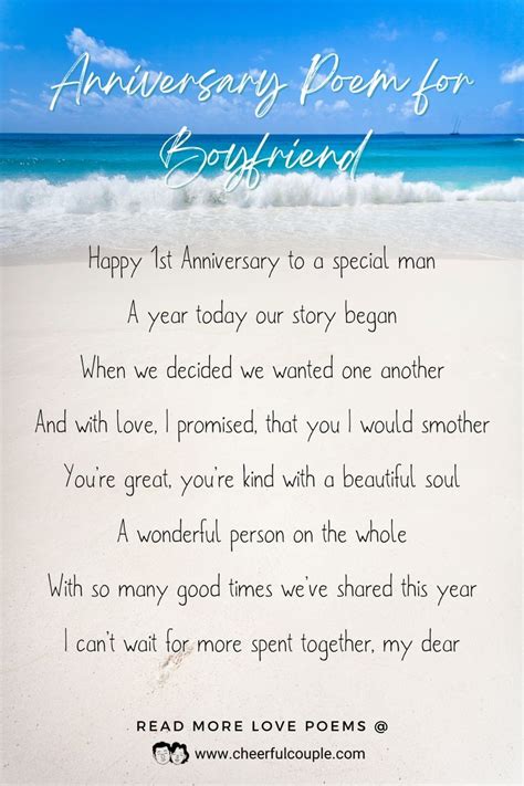 Romantic White Beach PIcture with Cute and Sweet 1st Year Anniversary Poem for Him Anniversary ...