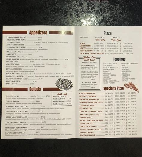 Online Menu of Capone's Pizza Bar Restaurant, Branford, Connecticut, 06405 - Zmenu