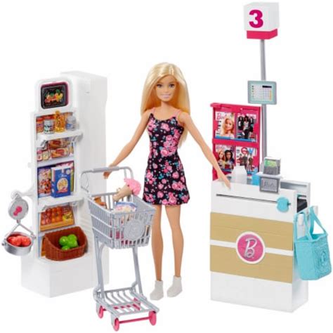 Barbie Doll, Blonde, and Grocery Store with Rolling Cart and Working ...